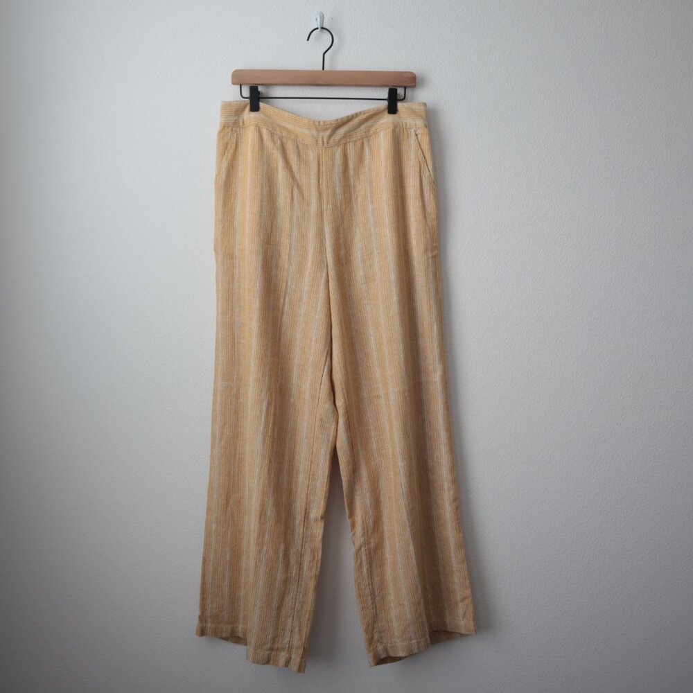Isaac Mizrahi Bridgehampton Wide Leg Linen Blend Pants | M